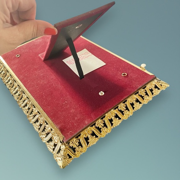 1954 Hollywood Regency Standing Mirror Vanity Display Tray 10x15” w/ Note - Picture 6 of 12